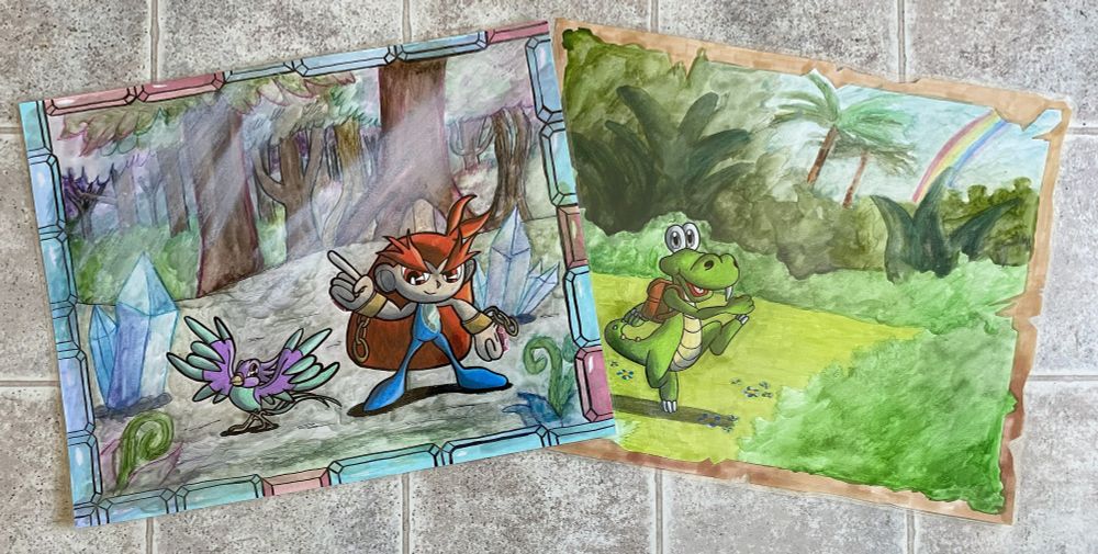 A couple of drawings featuring characters from obscure or underrated games! Featured here are Astal and Leda from the SEGA Saturn game Astal and Croc from the PlayStation 1 game Croc Legend Of The Gobbos.
