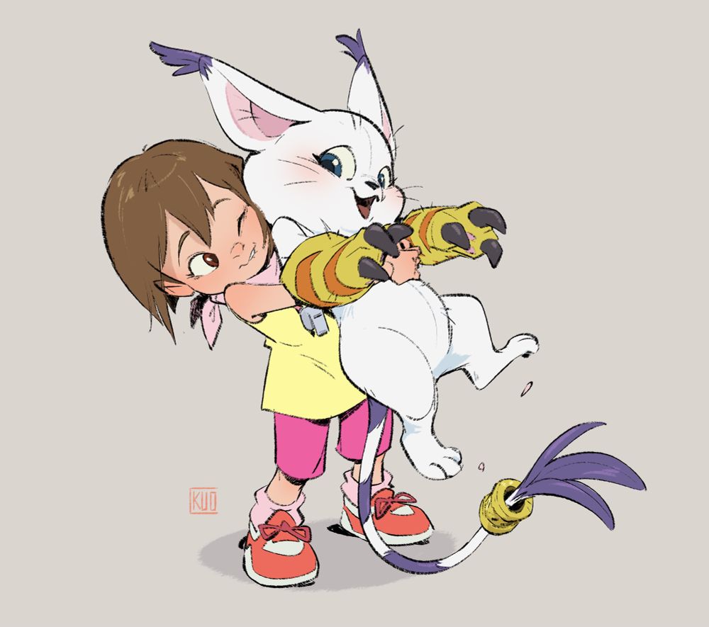 Young Kari picks up Gatomon