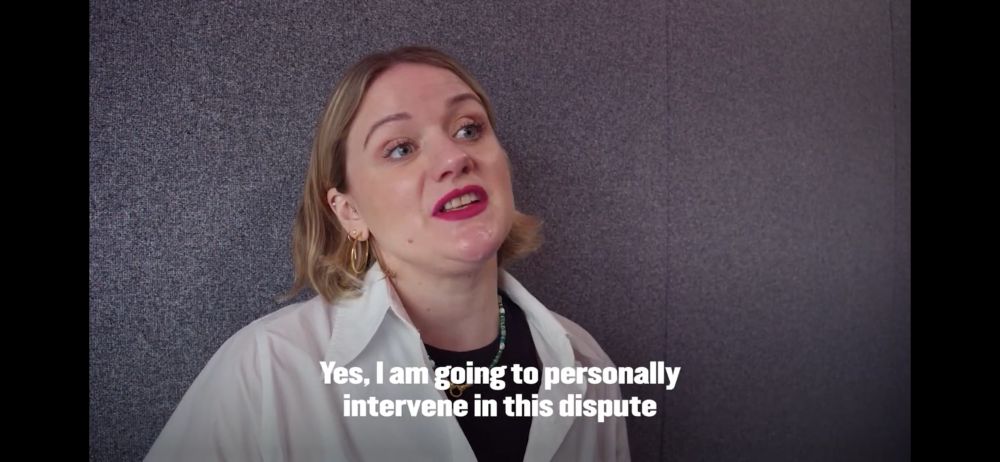 Jo Grady declaring she’s going to ‘personally intervene’ in the dispute with her staff. 