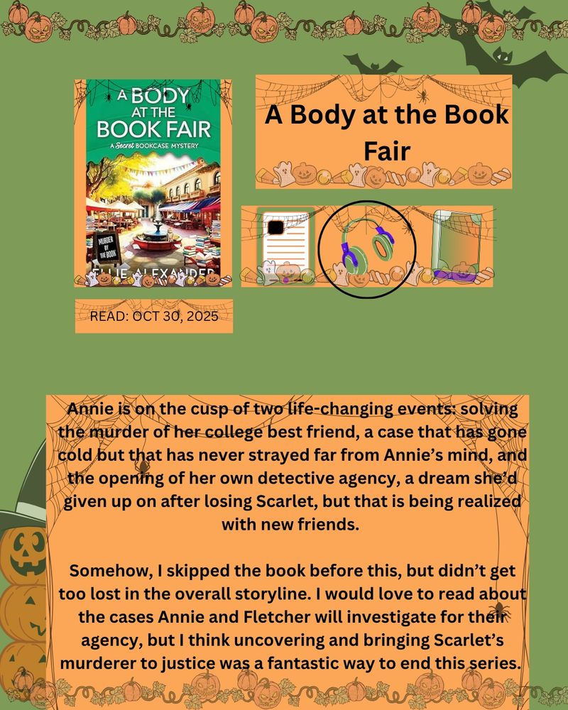 ake and Ellie are excited when a large catering order comes in, even if it is for the local haunted mansion. They’re decidedly less excited when their client is found murdered at his own party, and a local teen, suspected of the murder, runs away. As if that isn’t enough to worry about, Jake’s daughter-in-law is suspiciously sick, and Jake worries their already home, already bursting at the seams, may need to find a way to cram in one more baby. Can Jake and Ellie find the murderer, the missing girl, and get in all their baking orders?  As always, Jake and Ellie are funny and ridiculous at the same time. 