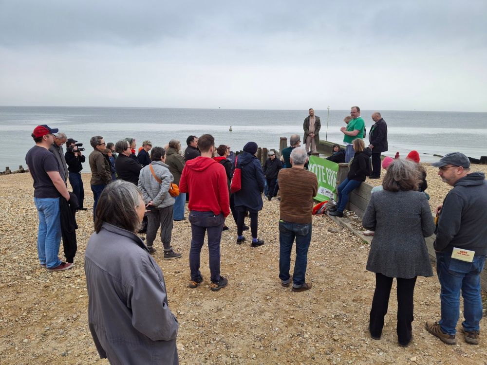 Zack and the Whitstable Greens on the beach.