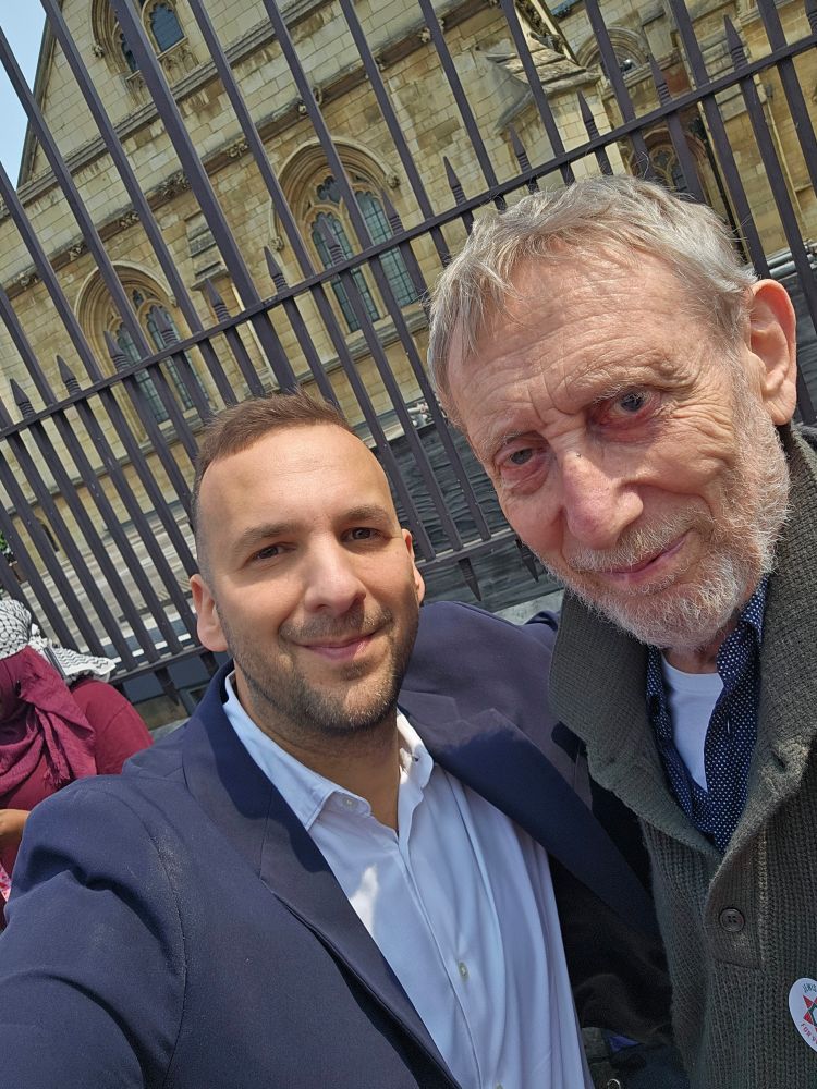 Zack and Michael stood outside Westminster.