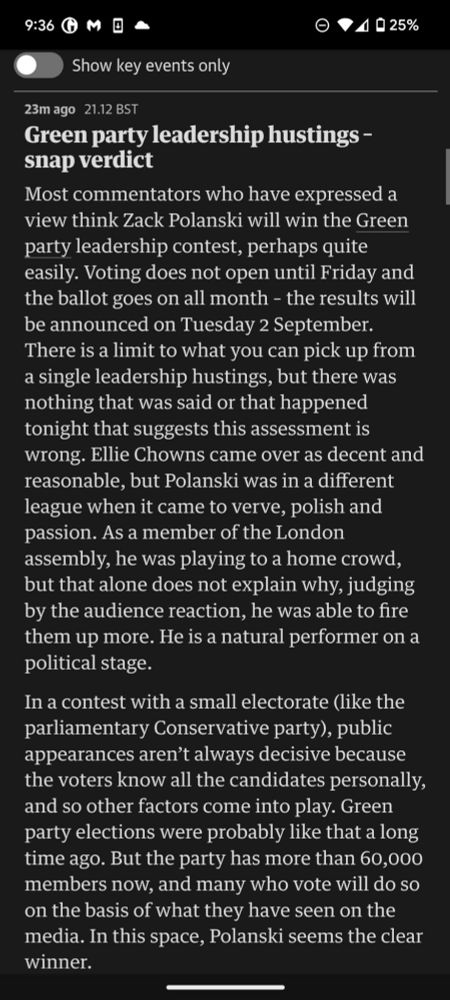 Screenshot from Guardian Live Blog.