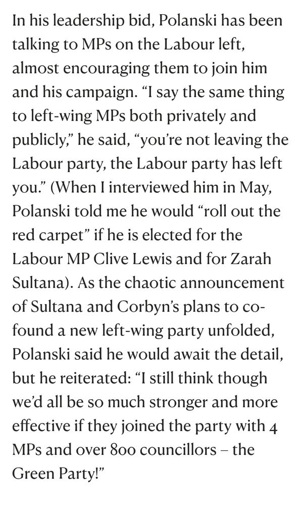 I say the same thing to left wing MPs both privately and publically - you're not leaving the labour party, the labour party has left you.