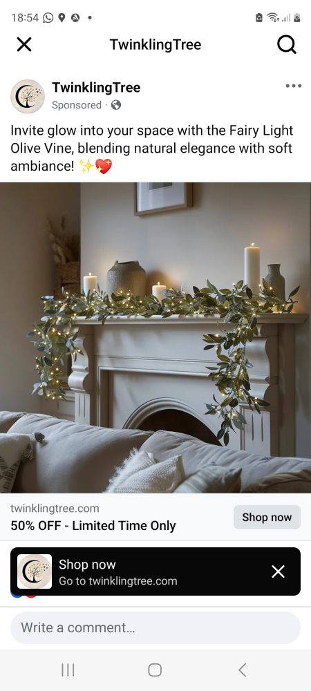 Beautiful olive branch fairy light garland