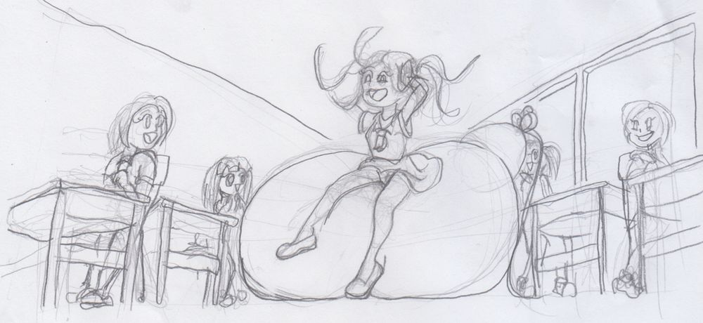 Her classmates cheered her on as she bounced on her gigantic balloon, chants of "Pop it! Pop it! Pop it!" echoing around her.
Crossing her legs behind her desk on the other side of the classroom, smiling serenely as she watched the show, the teacher waited for this fun to end so class could resume.