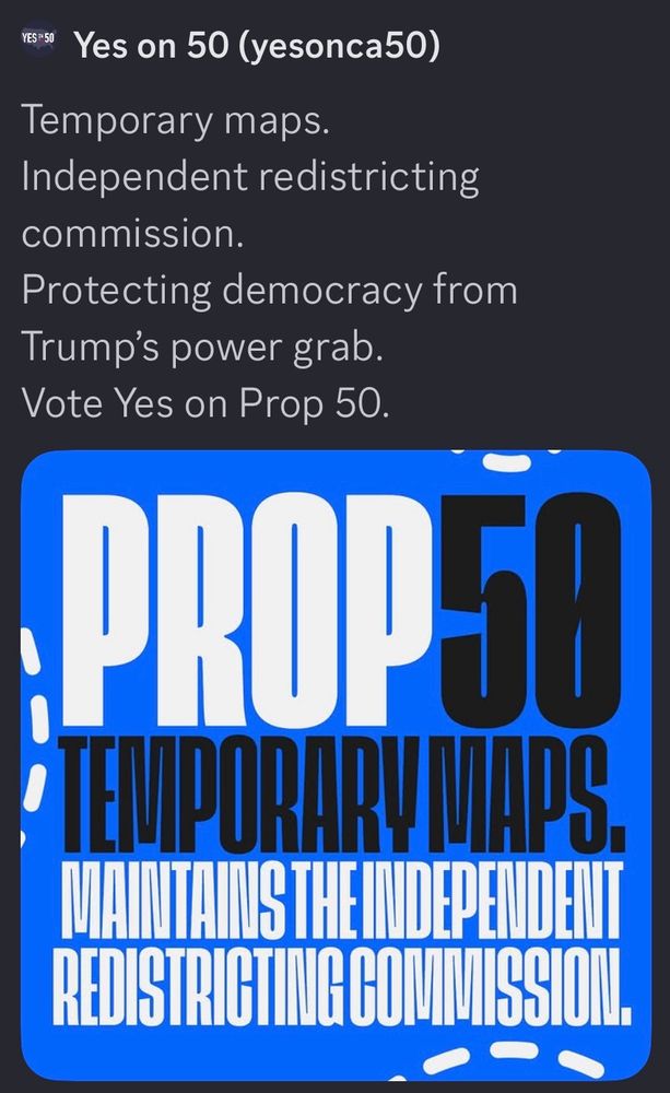 Yes on Prop 50
Poster