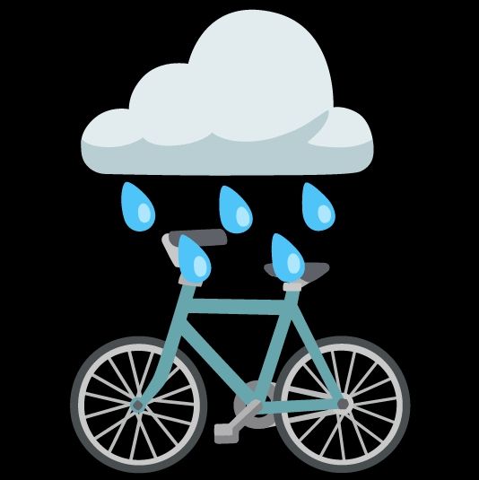 Emoji kitchen combining the bicycle emoji and the rain emoji