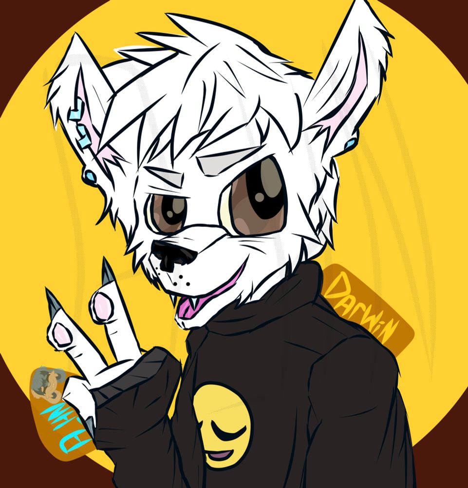 So yeah, another oc I haven’t shared here 💀

I never drew this guy until yesterday, he was an adopt from AncientDrawings

His full name is Darwin Rufus! Not sure what type of canine he is yet 