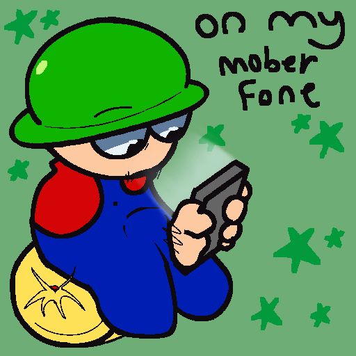 A digital doodle of Bambi. The text: “On my mober fone” is written beside him.
