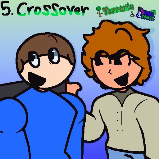 A digital doodle of Dave and The Guide from Terraria.