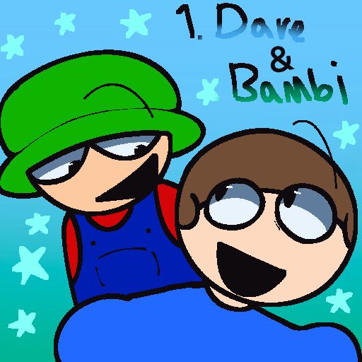 A digital doodle of Dave and Bambi