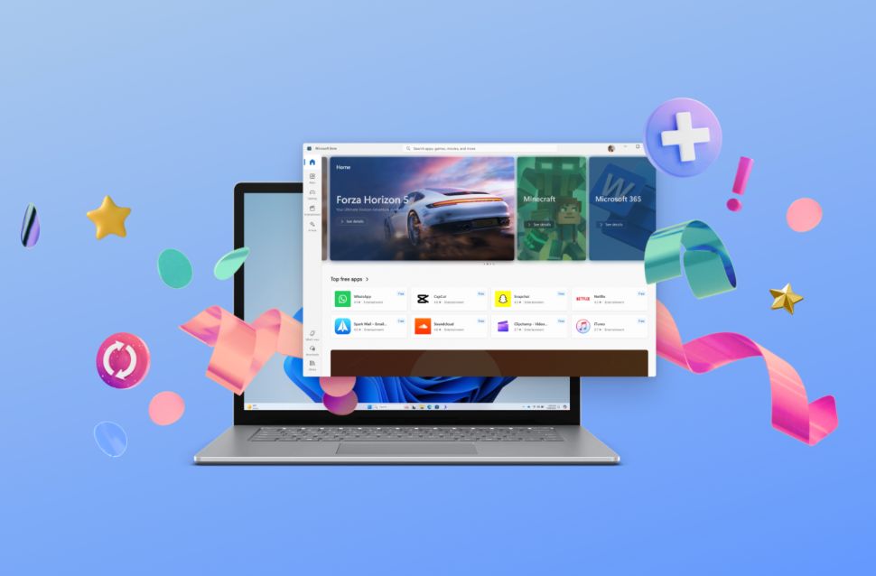 Abstract image of a laptop showing the store and apps