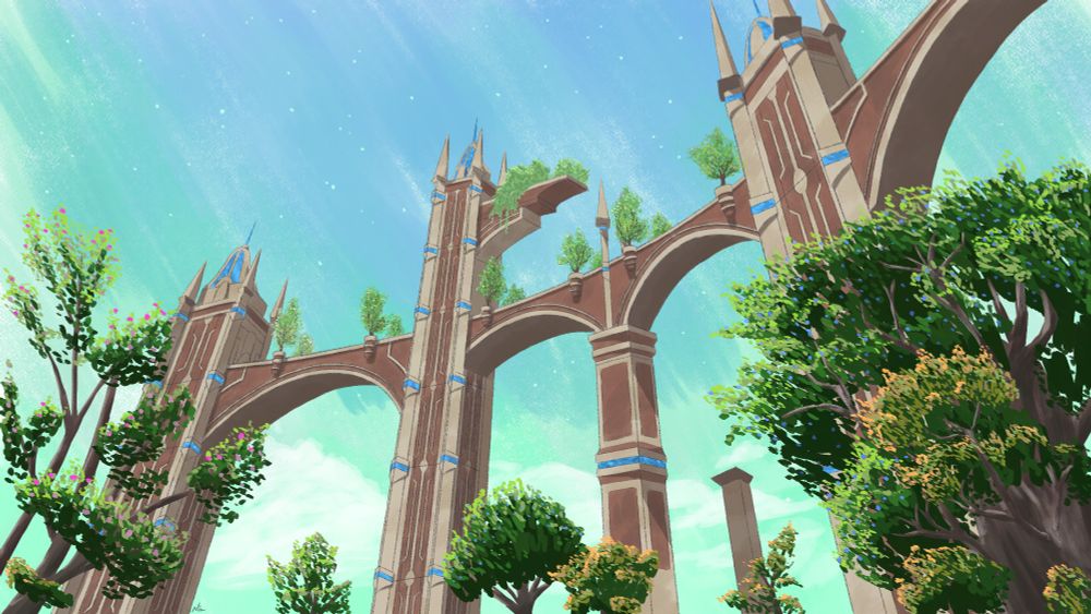a digital drawing of the Elpis location from the game FFXIV