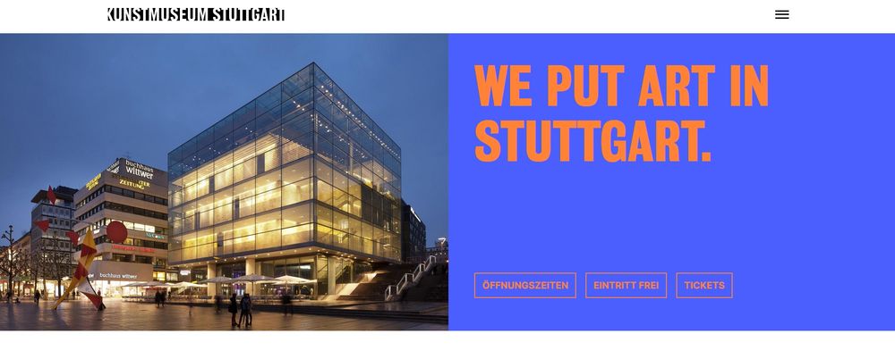 Art museum in Stuttgart, Germany in the shape of a partly transparent cube