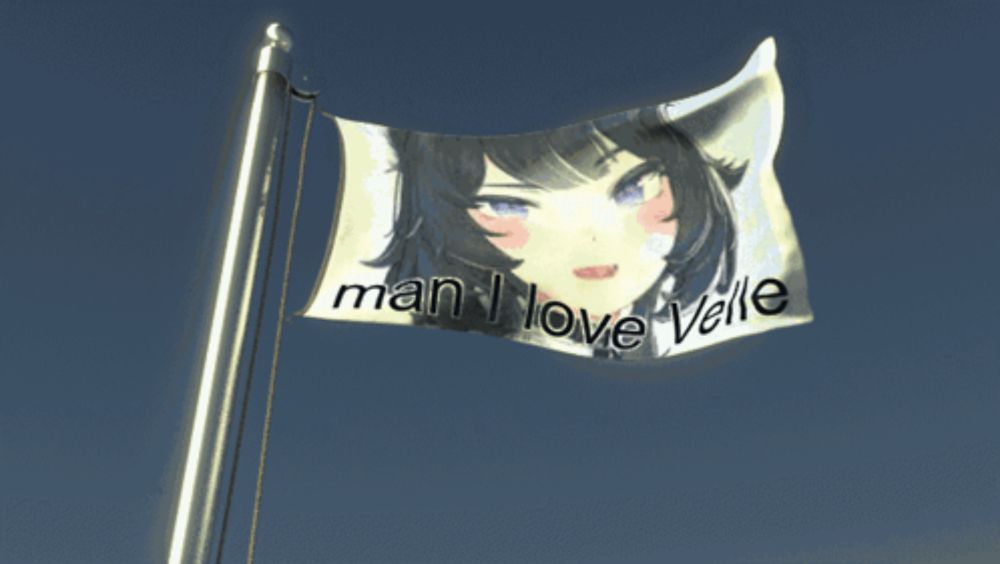 a flag with a picture of a girl on it that says man love velle