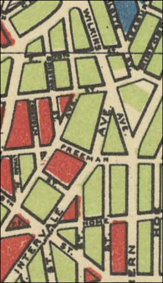 another clip from a 1935 map of the Bronx showing Intervale and Wilkins' intersection
