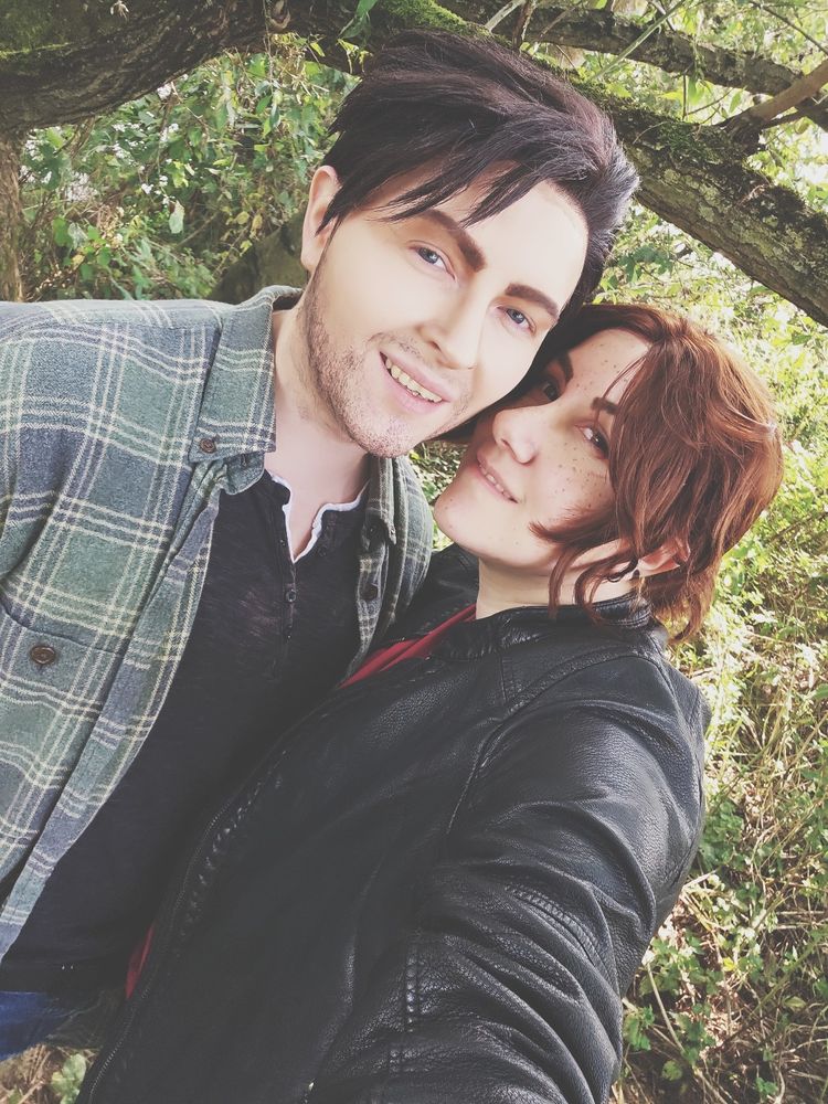 A selfie of Grif and me cosplaying our OCs 