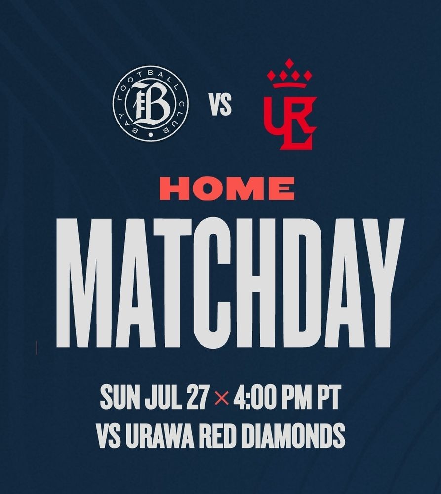 Announcement for a Bay FC vs Urawa Red Diamomds friendly soccer game on July 27th at PayPal Park at 4pm PT