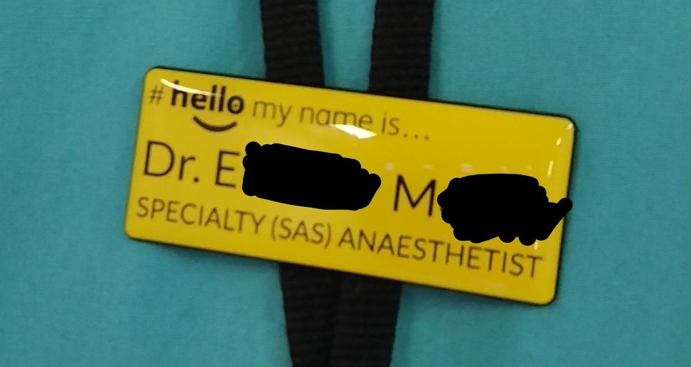 "Hello My Name Is" badge