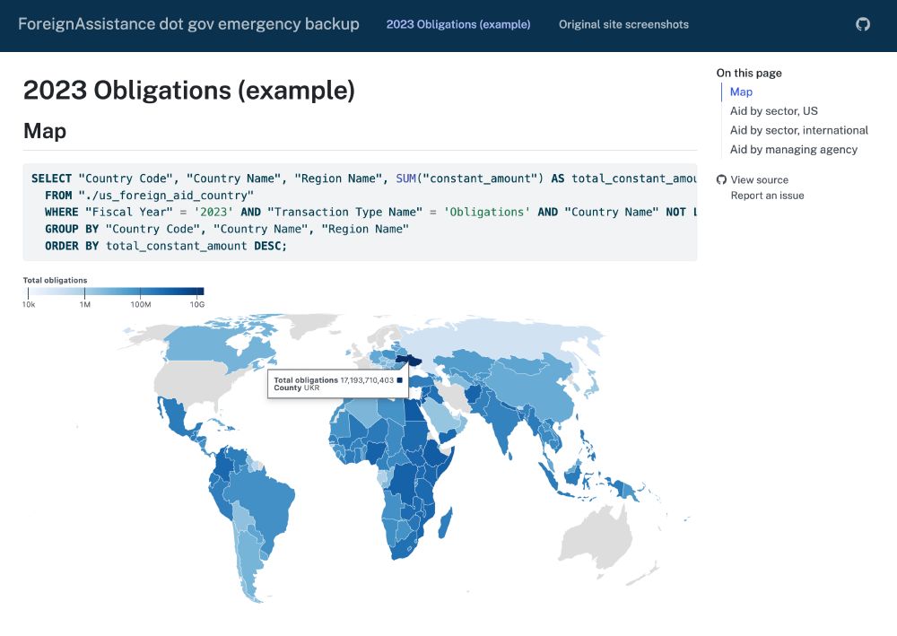 Screenshot from a live map that uses data from the backup API