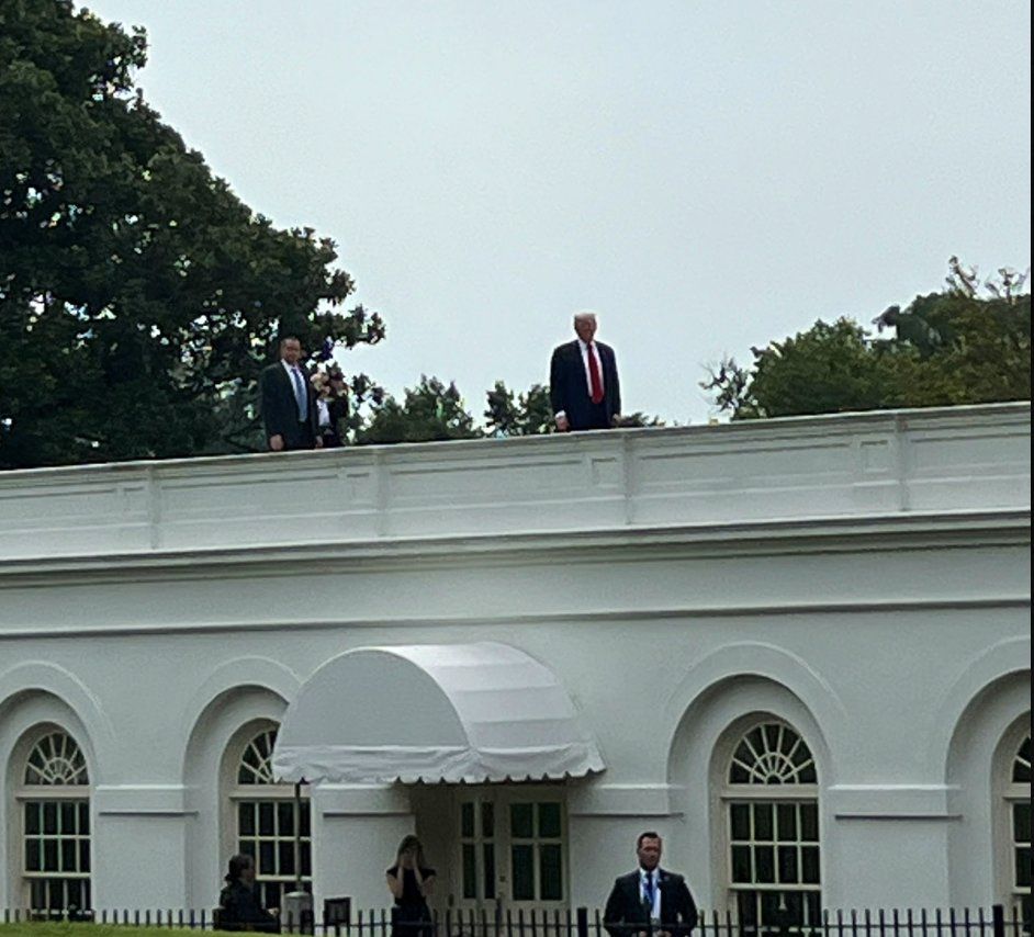 Trump on rooftop