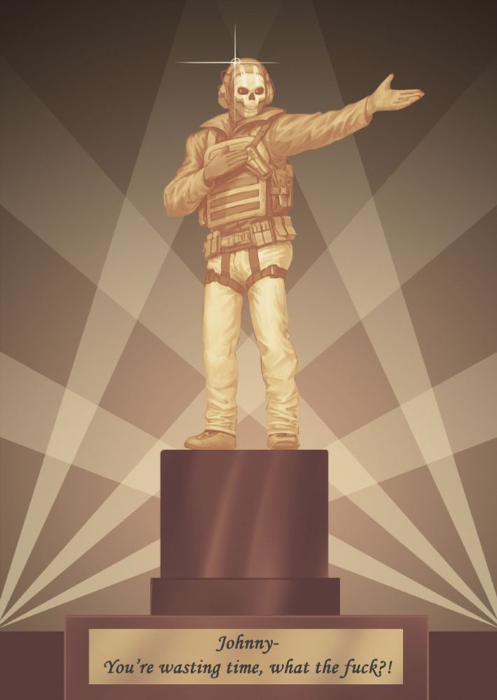 Statue of Ghost from COD with his infamous phrase