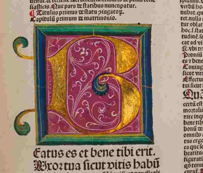 Illuminated initial B