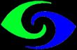 The logo for the defunct world Football league team the Portland Thunder (for clarity both the team and league are defunct). This is a green arrow tip pointing one way and a blue arrow tip pointing the other. They are stylised and it looks like they eye of a cyclone. 