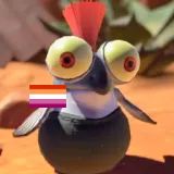 "Little buddy" or small fry from Nintendo's Splatoon 3 with a lesbian flag on its cheek
