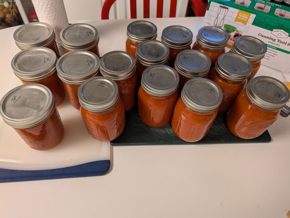 Canning completed..17 pints of sauce for the winter.