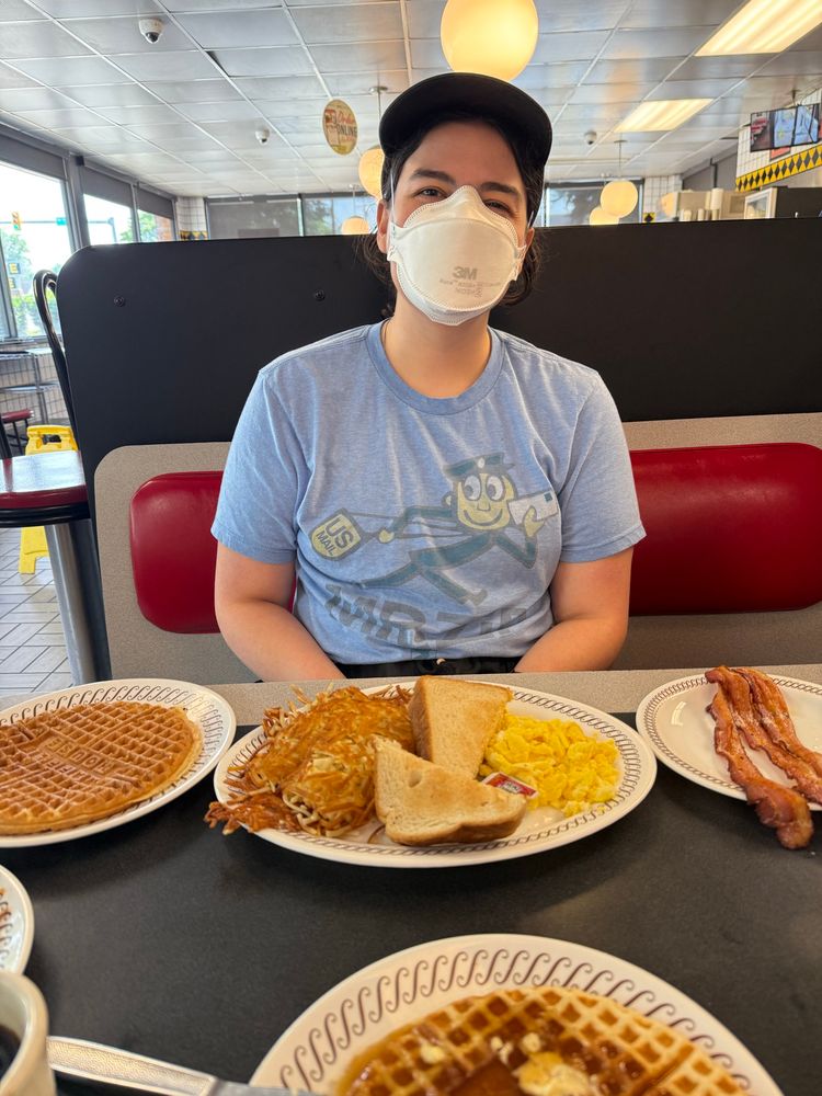 Em at Waffle House with an All-Star Special