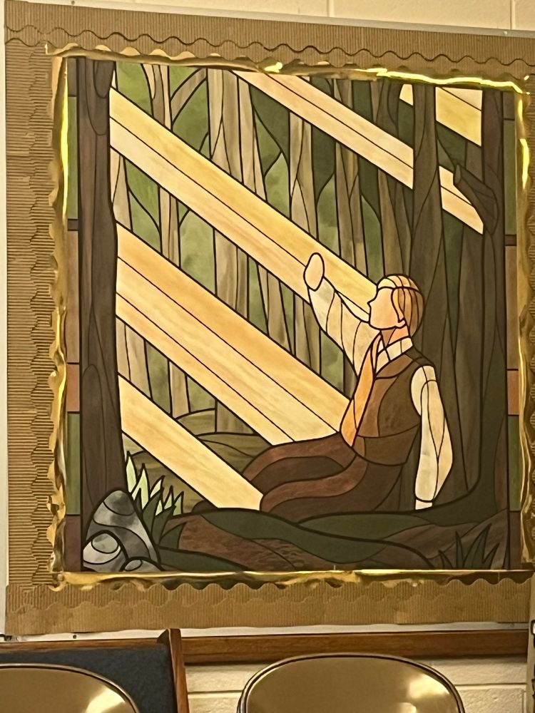 Art of LDS first vision in stained glass style