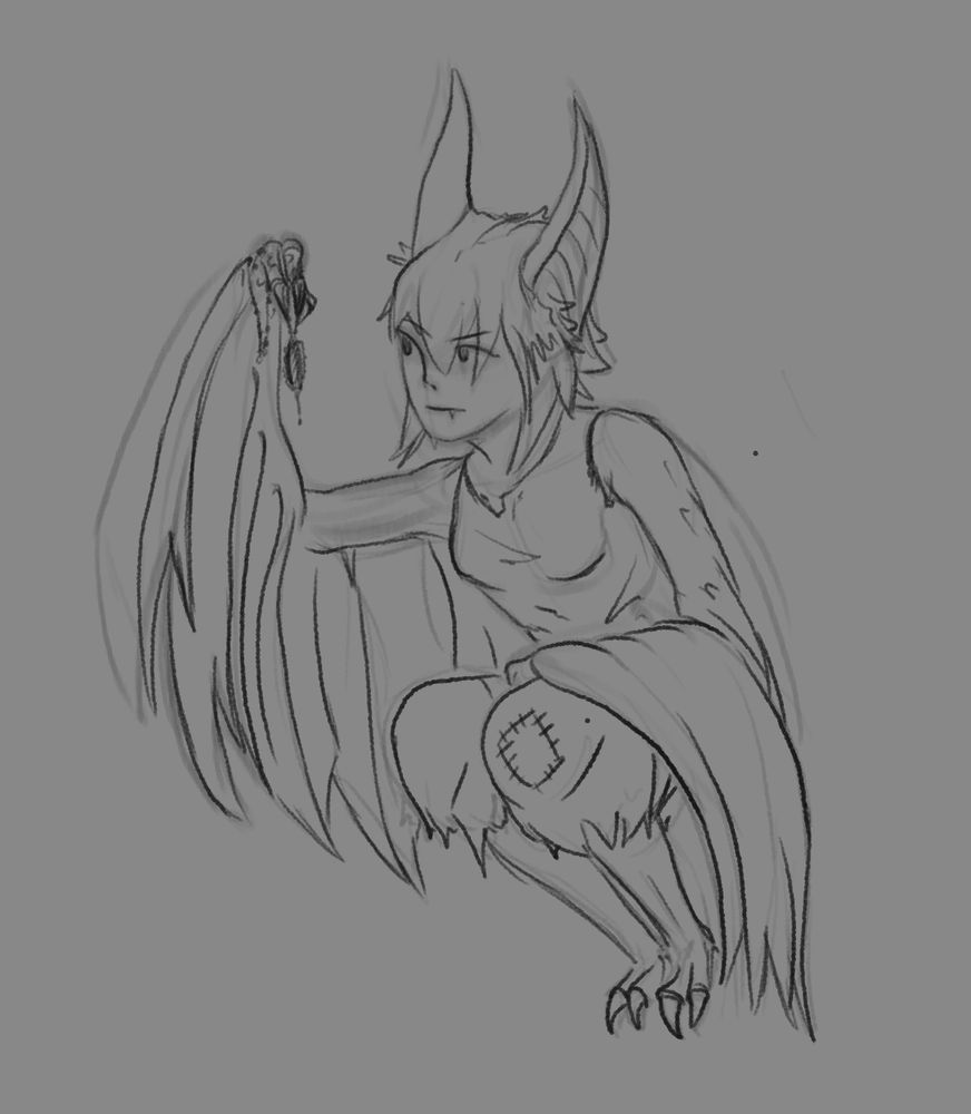 A bag girl in rags looking at a necklace 