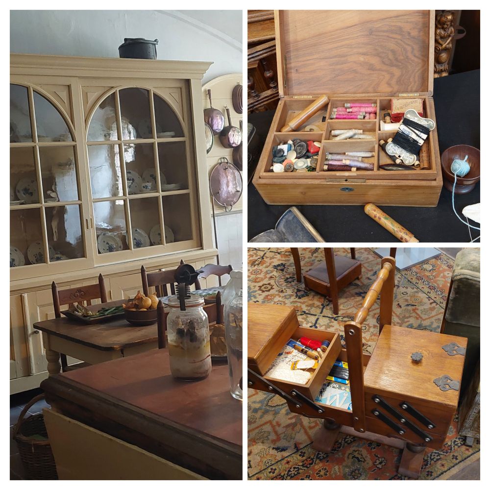 Links kast keuken  Huize  Doorn, en rechts  naaikistjes museum  Hoorn .