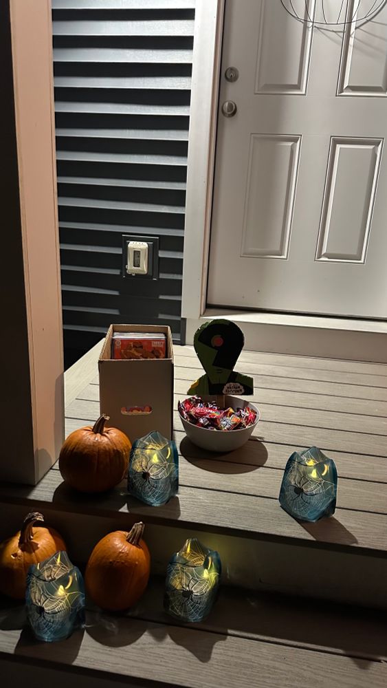 My front porch for Halloween. I put some candy out, along with some comic books. 