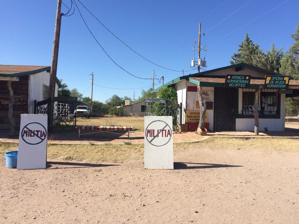 No militia signs outside desert hospitality office