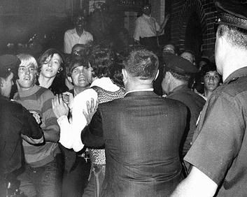 The only known photograph taken during the first night of the riots, by freelance photographer Joseph Ambrosini, shows LGBTQ youth scuffling with police. Source Wikipedia, Carter 2004.