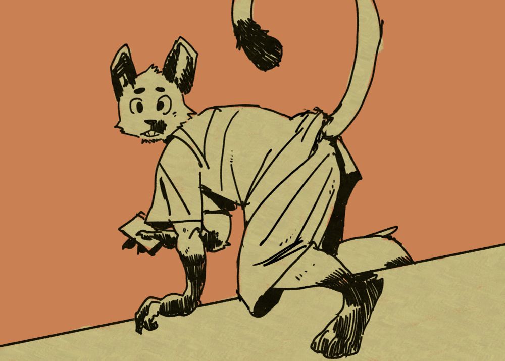 image is a digital drawing of me climbing a wall, looking concerned. I'm holding a cellphone in my right hand.