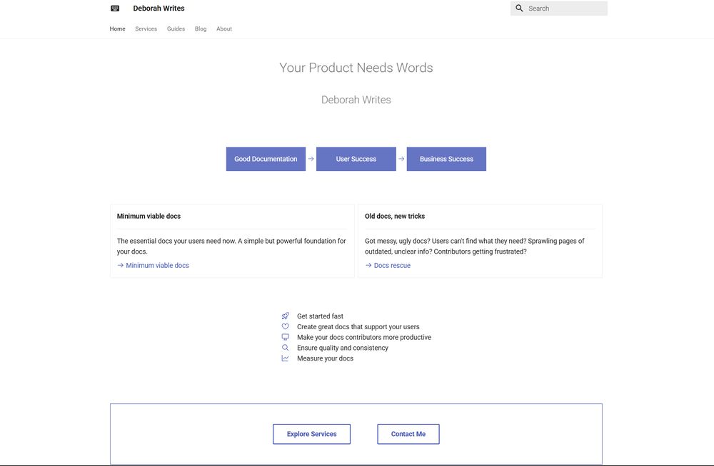Screenshot of website before AI feedback. It's very plain.