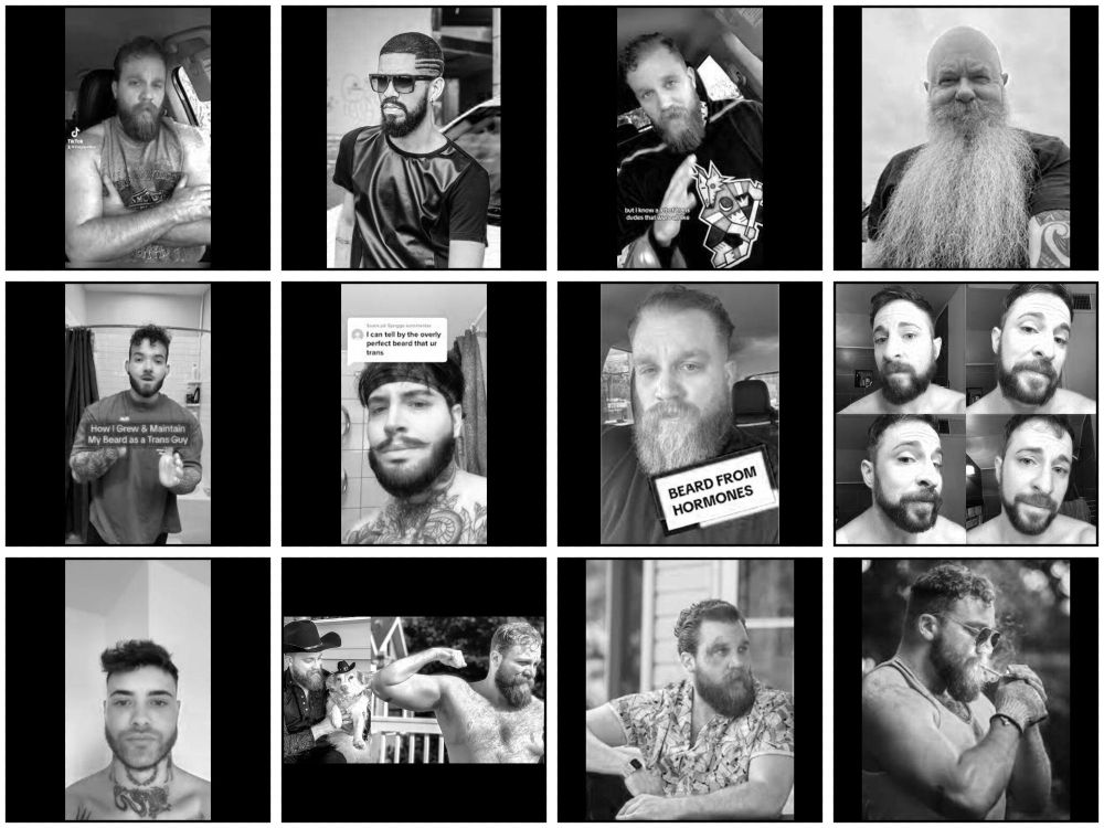 A composite pic of hairy, bearded, muscular transgender men.