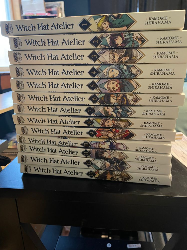 Picture of volumes 1 through 13 of Witch Hat Atelier 