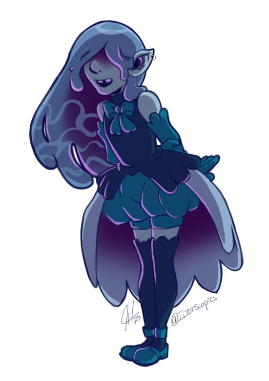 a water genasi little girl, wearing a floofy lolita style dress
