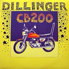 Yellow album cover ‚Dillinger, CB200, with an illustration of a Honda CB200 motorcycle. Reggae. 