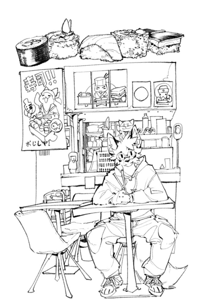 sushi restaurant, place is tiny and full of stereotypical motivational sushi posters; but the food was excellent mmmgmmf