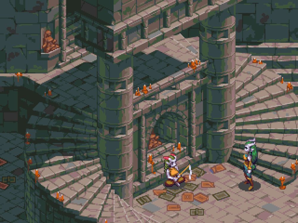 Pixelart of a temple in isometric projection. Personal project.