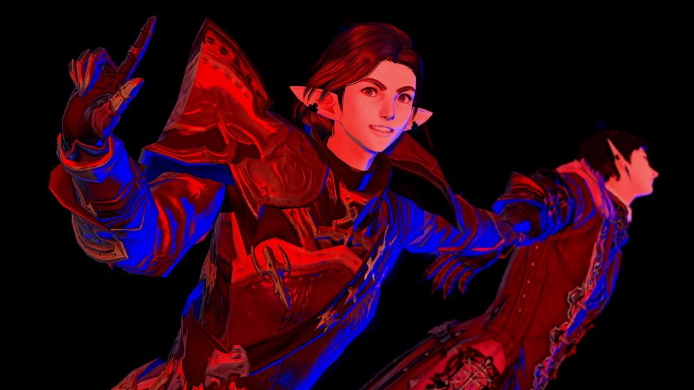 Fray with a mad grin, seemingly dancing with Sidora but more aptly jerking them around