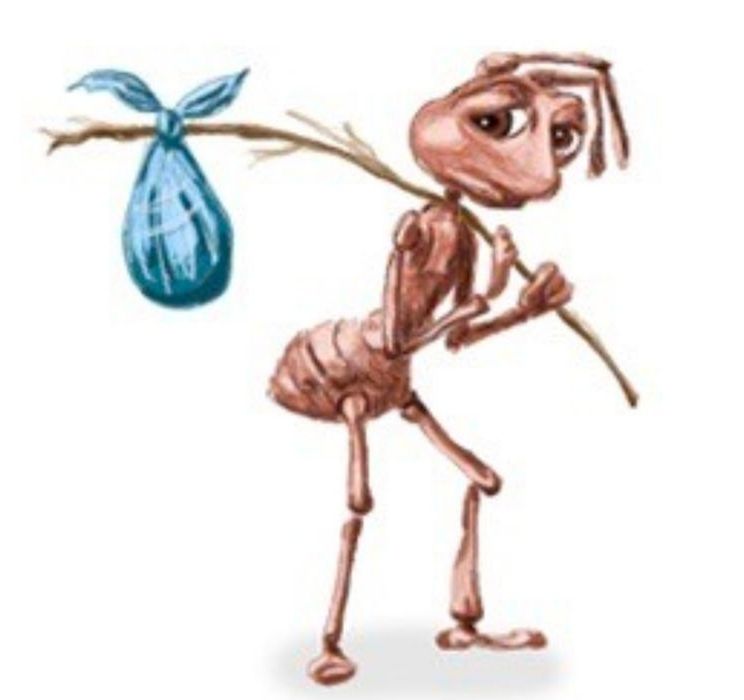 Sad ant with bindle