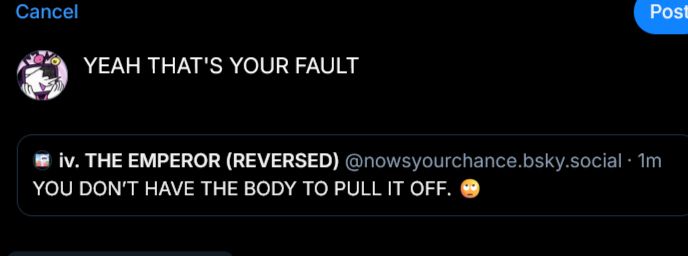 Swapton: YOU DON'T HAVE THE BODY TO PULL IT OFF. 🙄
SwapTenna: YEAH THAT'S YOUR FAULT