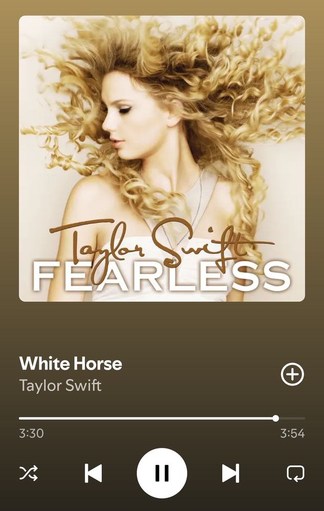 Spotify playing White Horse by Taylor Swift (OG) 